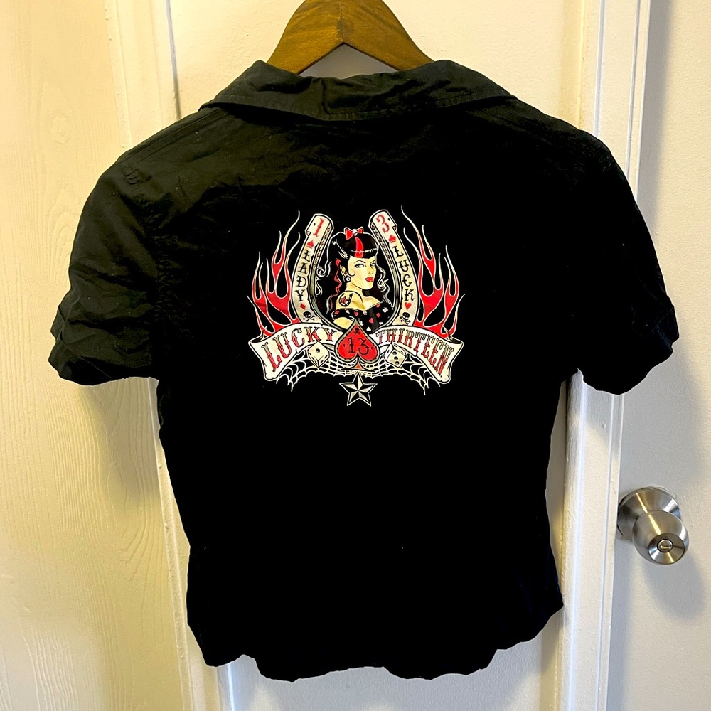 Vintage Lady Luck Lucky 13 Retro Bowling Shirt